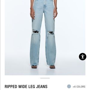 Zara Wide Leg Ripped Jeans
